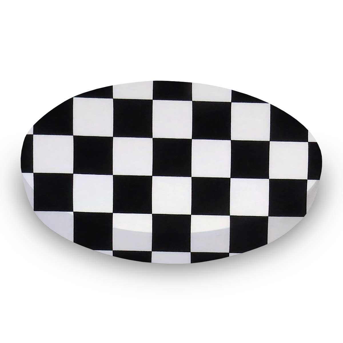 Round Crib - Black White Checkerboard - 42`` Fitted