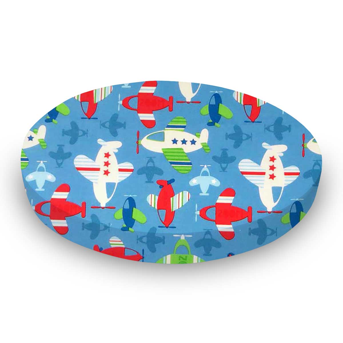 Round Crib - Baby Airplanes - 42`` Fitted