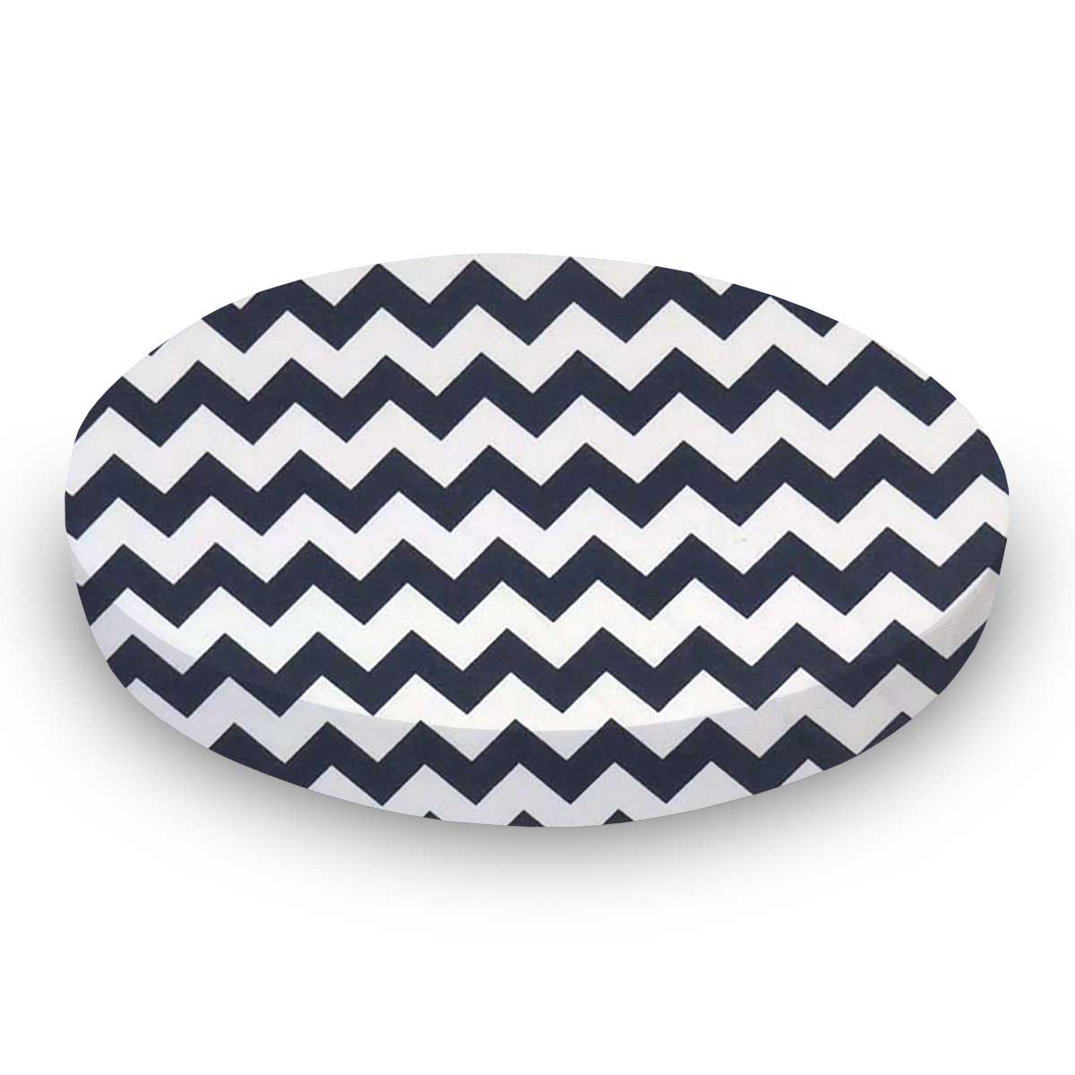 Oval (Stokke Mini) - Navy Chevron Zigzag - Fitted  Oval