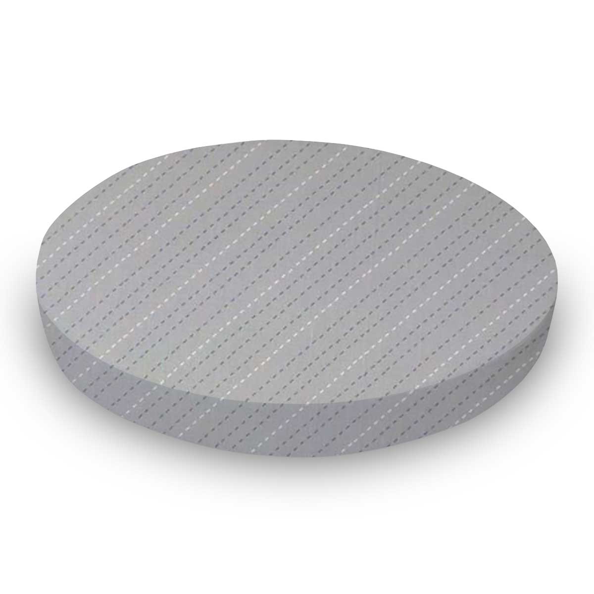 Round Crib - Diagonal Stripe Gray - 42`` Fitted