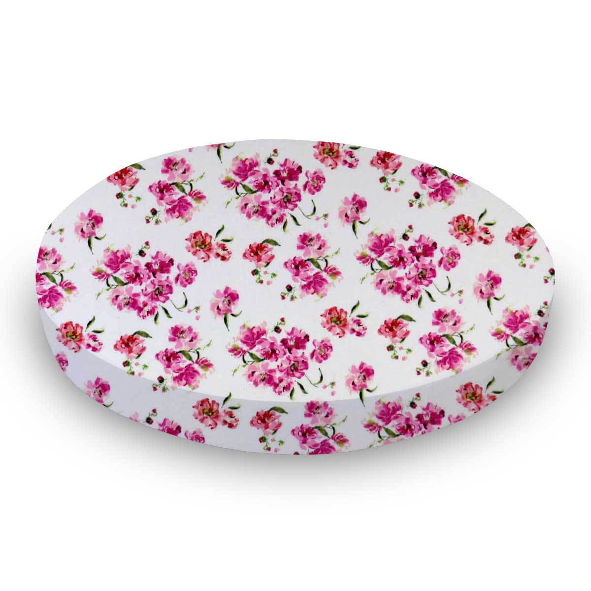 Round Crib - Pink Floral - 42`` Fitted