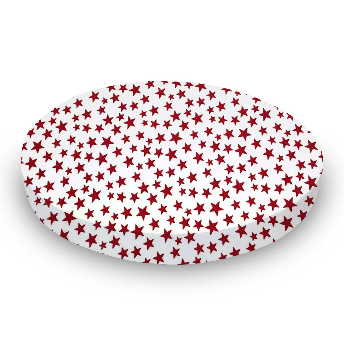 rc42-W1219 Round Crib - Red Stars - 42`` Fitted sku rc42-W1219