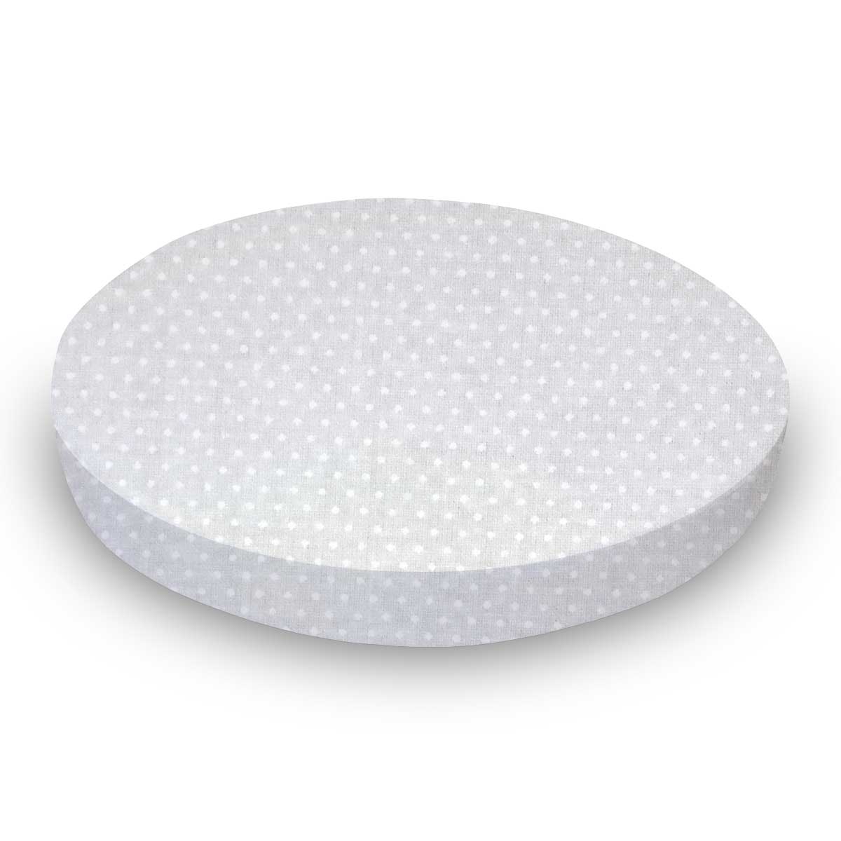 Round Crib - White On White Pindots - 42`` Fitted
