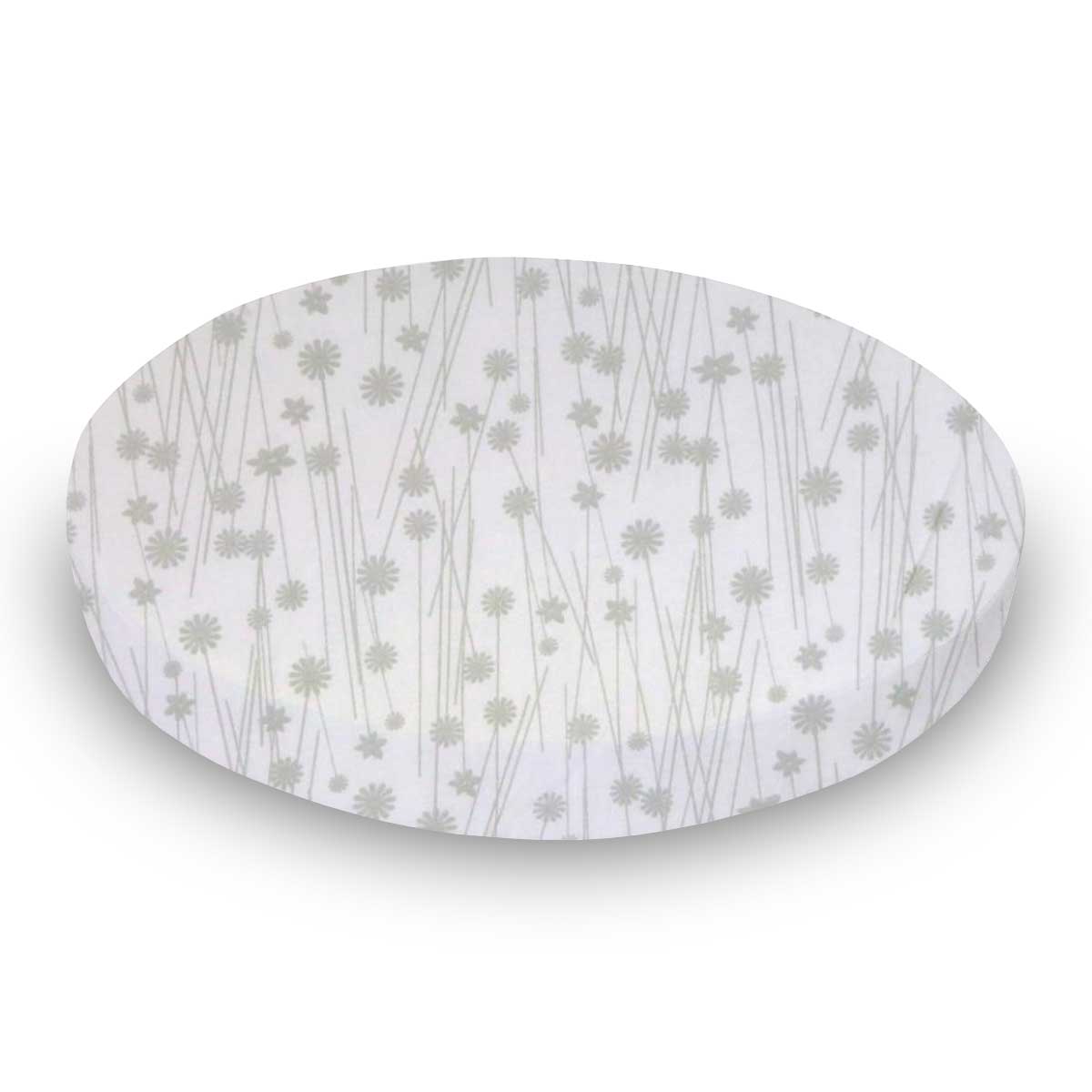 Round Crib - Grey Floral Stems - 42`` Fitted
