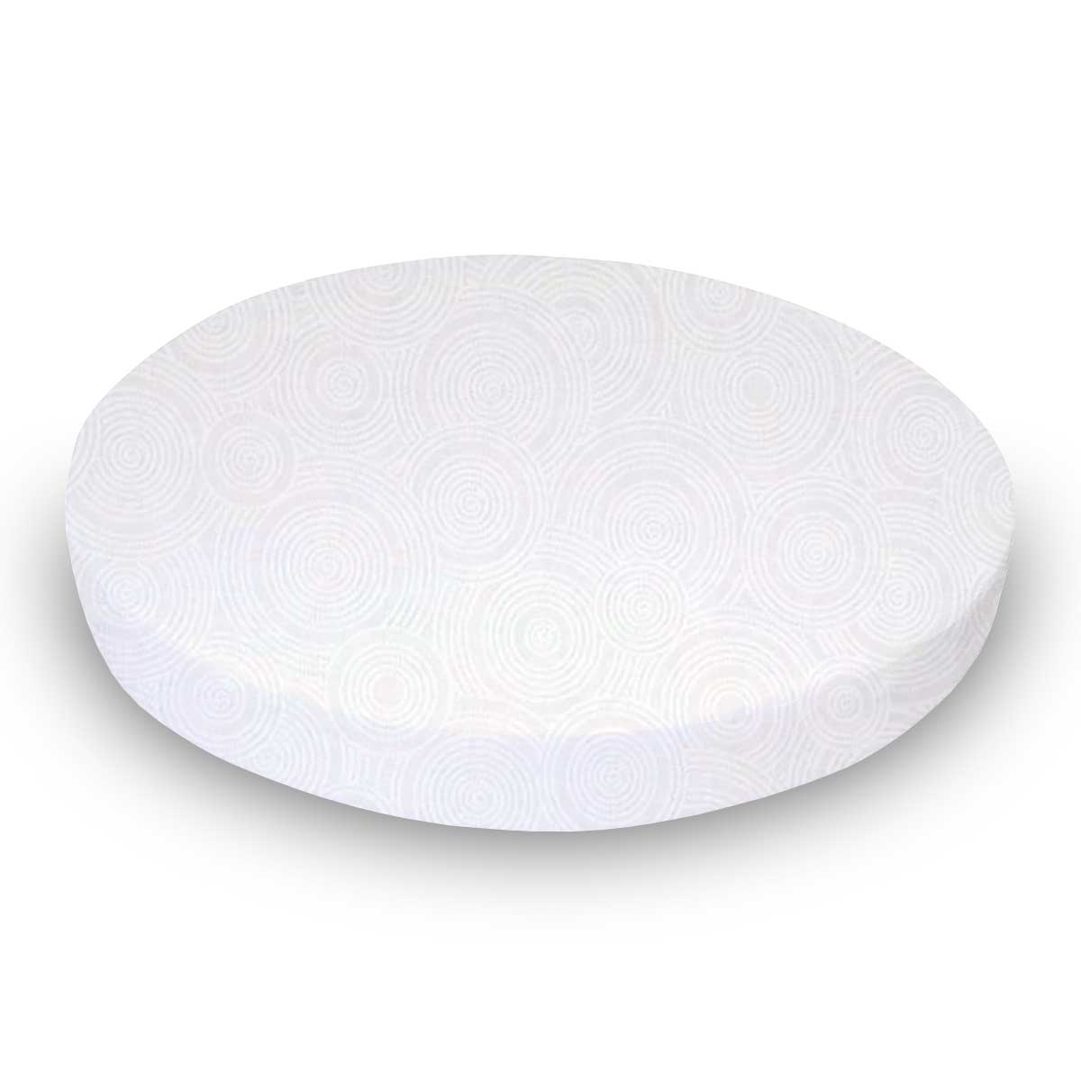 Round Crib - White On White Multi Circles - 42`` Fitted