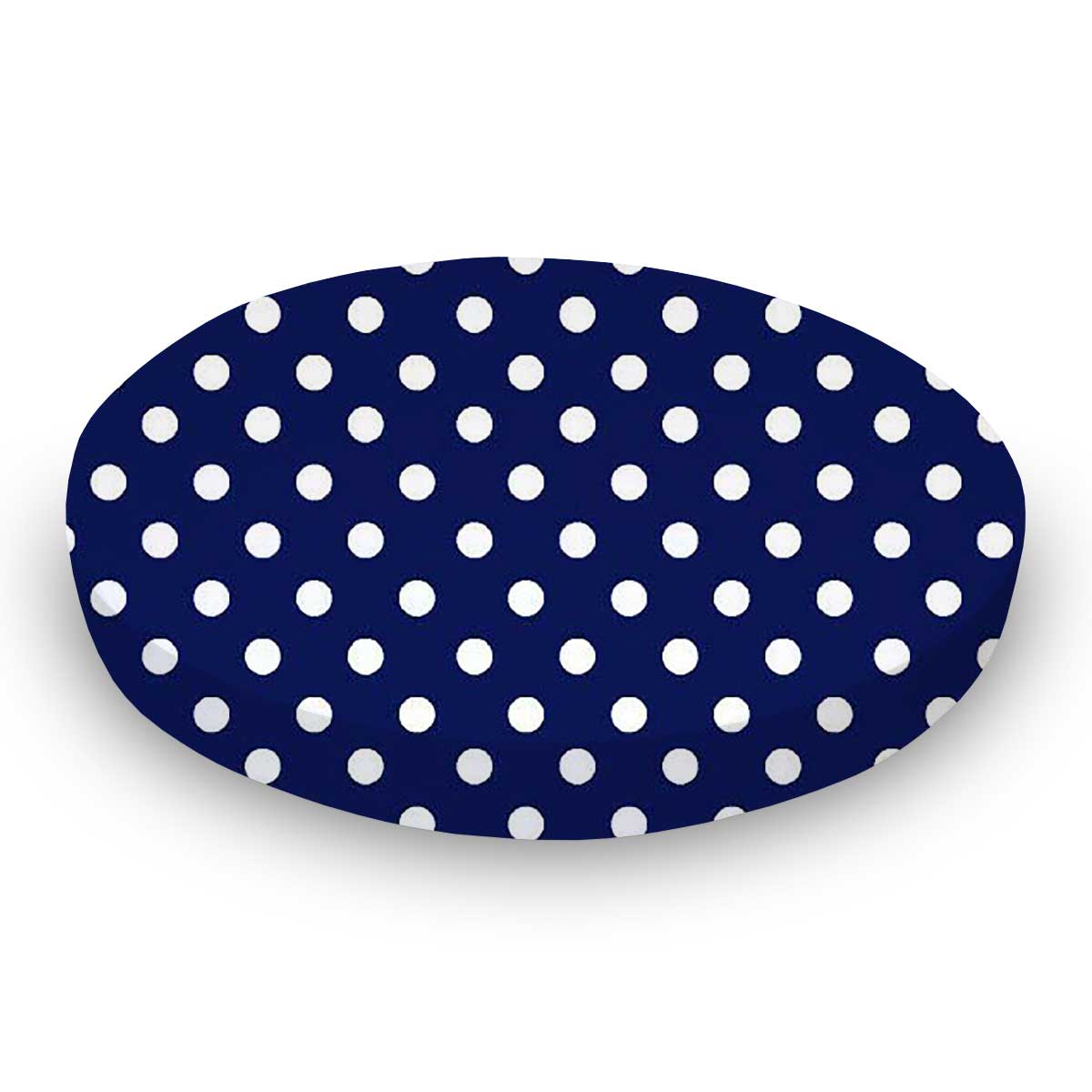 Round Crib - Primary Polka Dots Navy Woven - 42`` Fitted