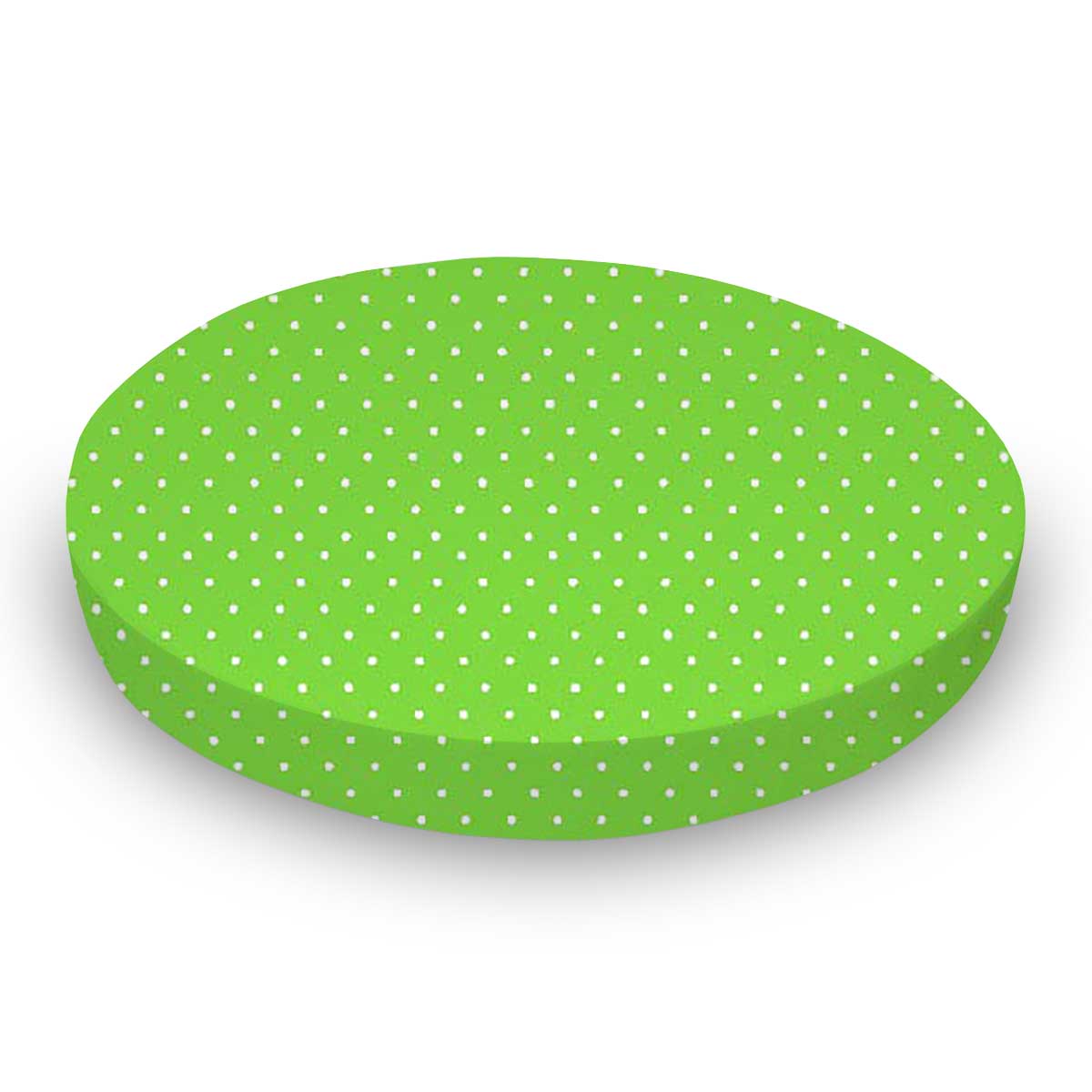 Round Crib - Primary Pindots Green Woven - 42`` Fitted