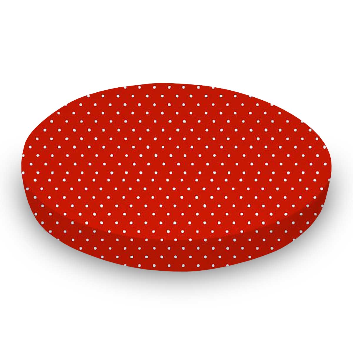 Round Crib - Primary Pindots Red Woven - 42`` Fitted
