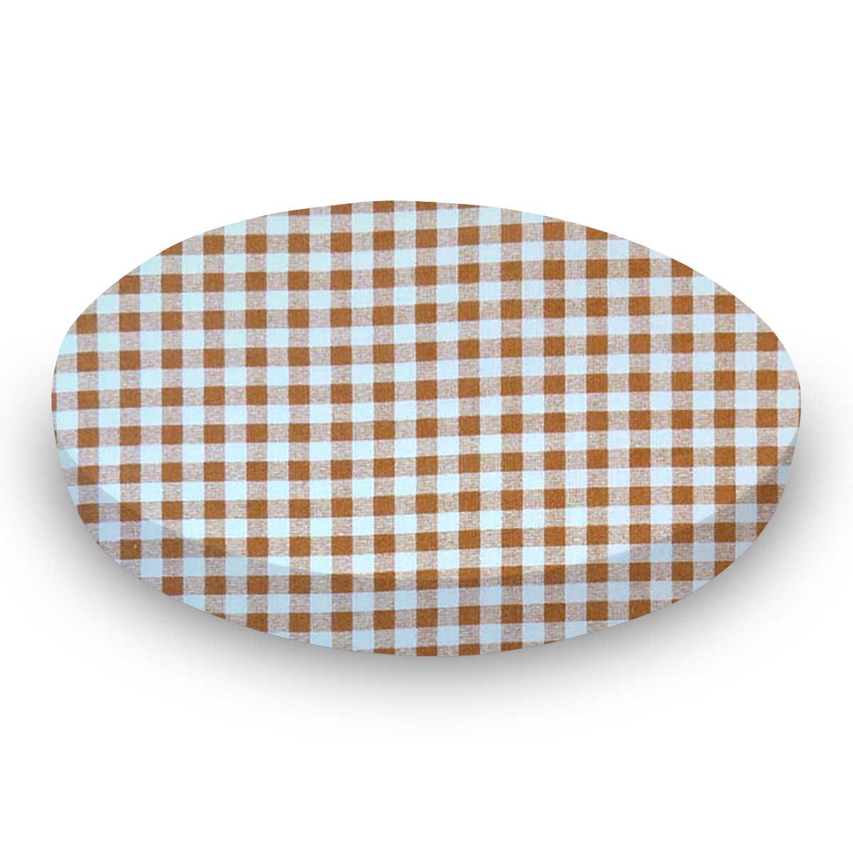 Round Crib - Beige Gingham Check - 45`` Fitted