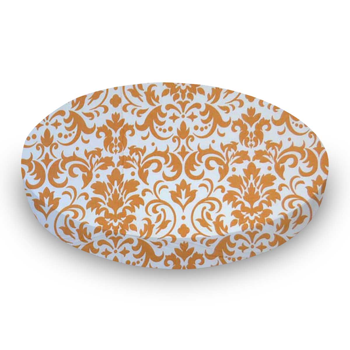 Round Crib - Gold Damask - 42`` Fitted