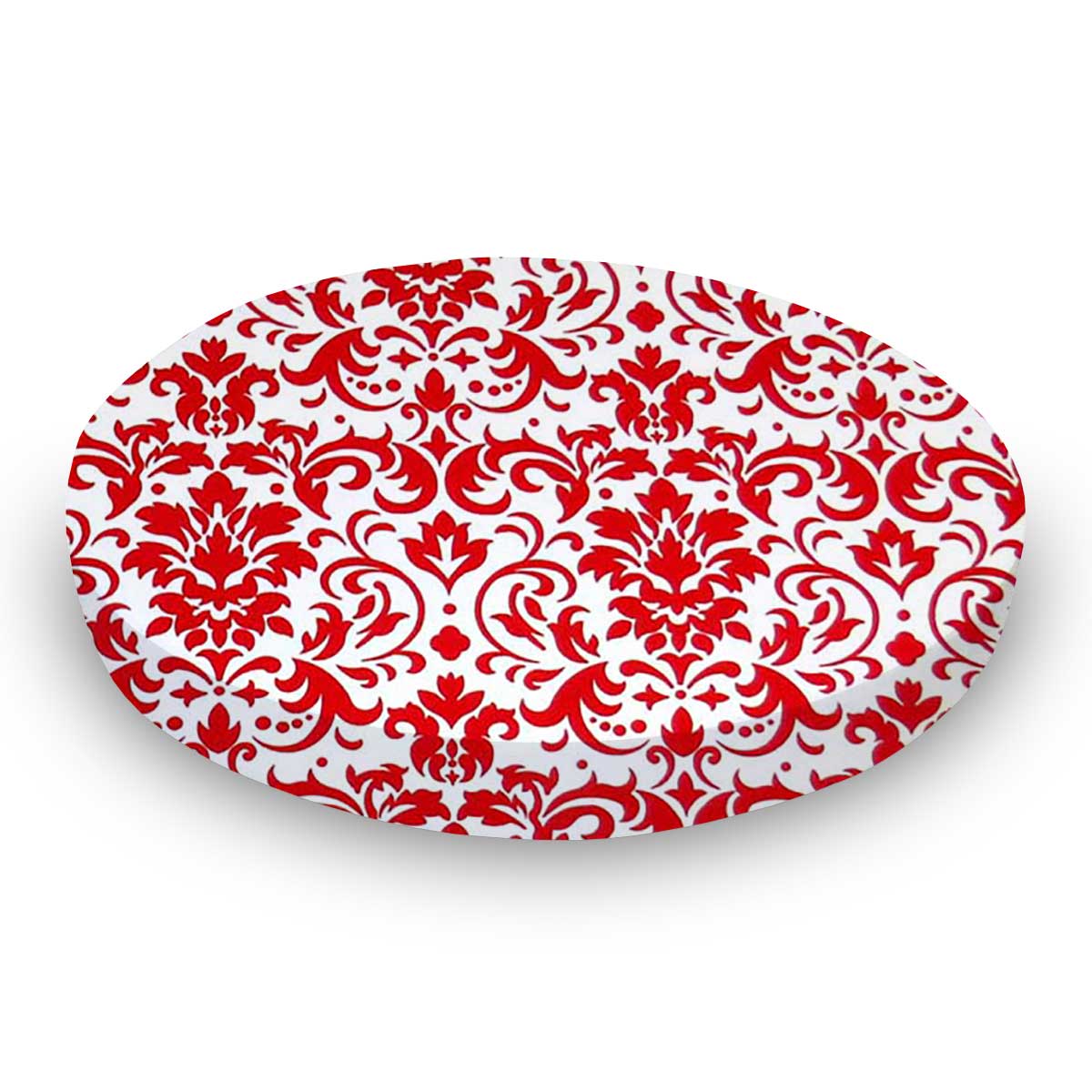 RC42-W994 Round Crib - Red Damask - 42`` Fitted sku RC42-W994