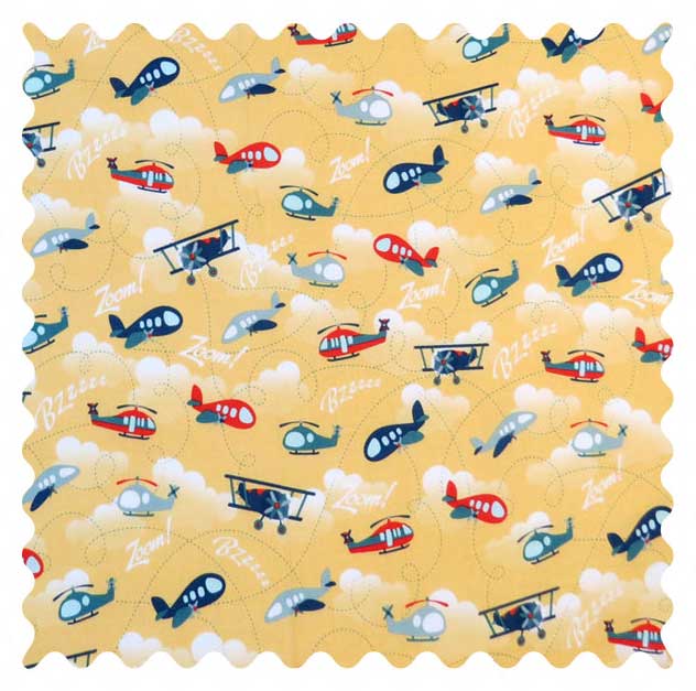 W1016 Fabric Shop - Airplanes Yellow Fabric - Yard sku W1016