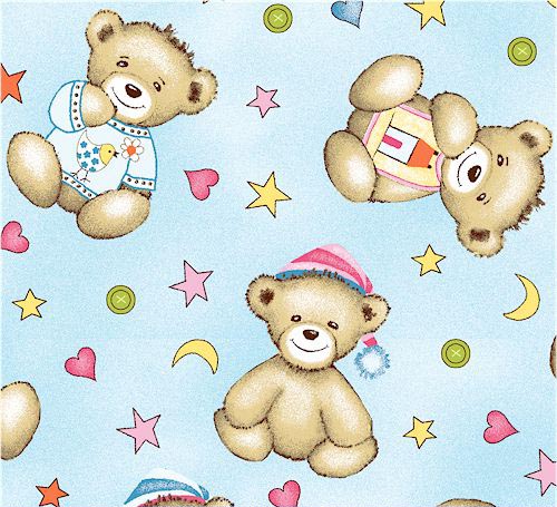 Crib / Toddler - Flannel - Blue Teddy Bears - Twin Pillow Case Picture