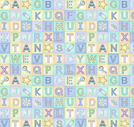 Crib Toddler - Flannel - Blue ABC - Baby Pillow Case::
