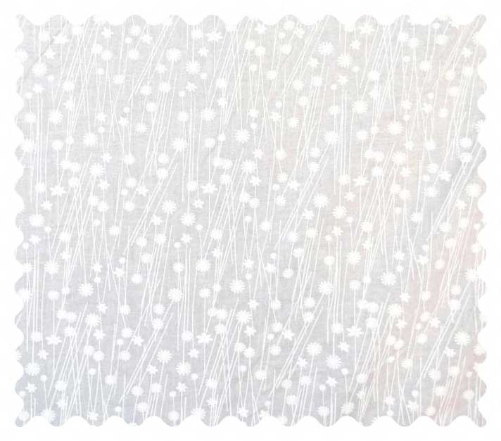 Fabric Shop - White On White Floral Stems Fabric - Yard