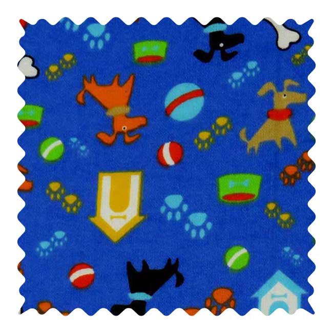 F567 Fabric Shop - Doggy Play Blue Fabric - Yard sku F567