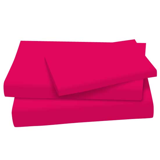 Twin Sheet Sets - Hot Pink Cotton Jersey Knit Twin - Flat
