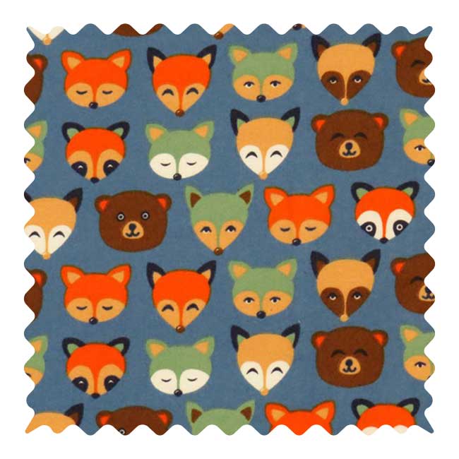 Fabric Shop - Woodland Animals Blue Fabric - Yard