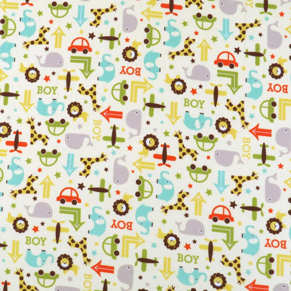 YB-ST-J031 Youth Bed - Cars & Animals Cream - Sheet Set (flat sku YB-ST-J031