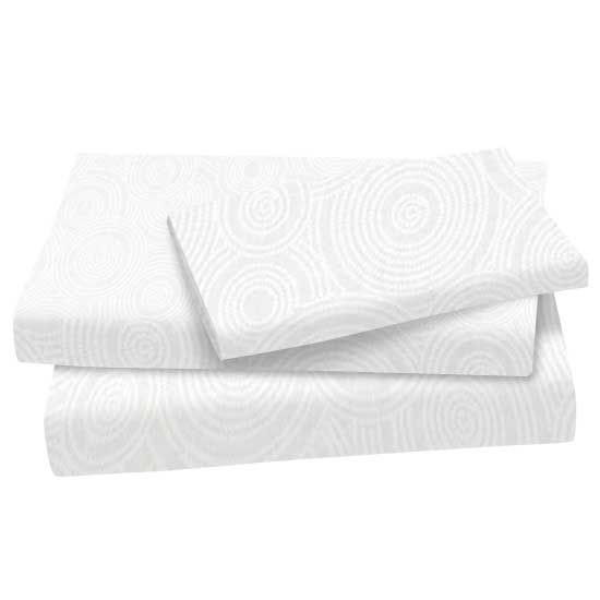 Twin Sheet Sets - White On White Multi Circles Cotton Woven Twin - Flat