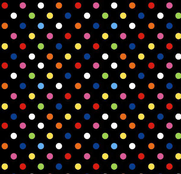 Primary Colorful Dots Black Woven