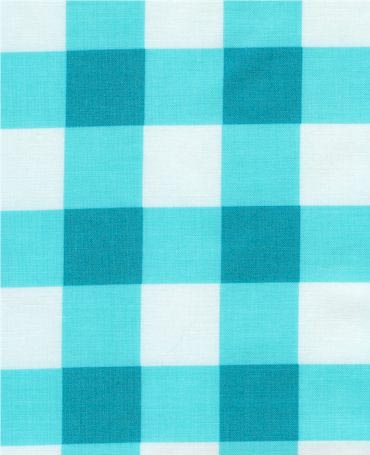 Portable / Mini Crib - Turquoise Large Gingham Check - Woven - Matching Dust Ruffle