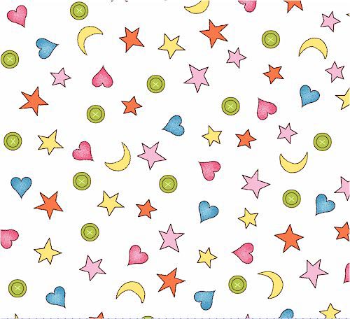 European Crib - Flannel - Fun Star White - Flat