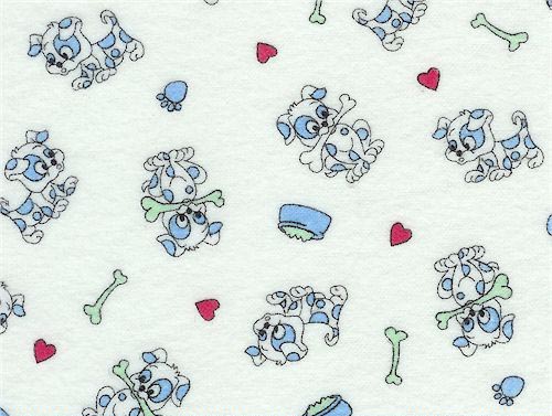 Crib / Toddler - Flannel - Blue Puppies - Twin Pillow Case Picture