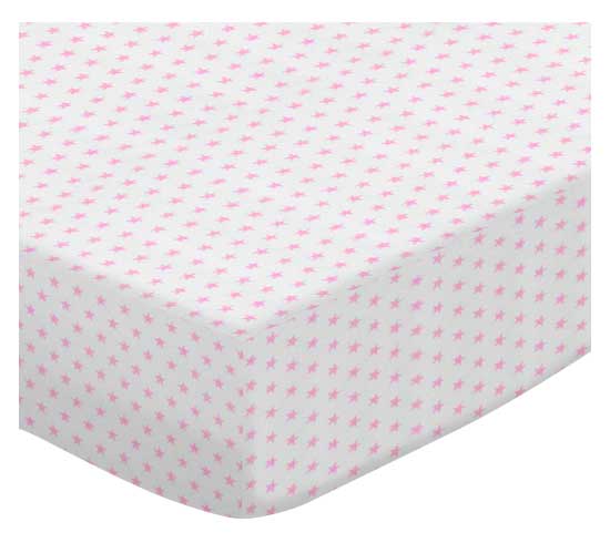 Youth Bed - Pink Stars Jersey Knit - Sheet Set (flat, Fitted, Twin Pillow Case) Picture