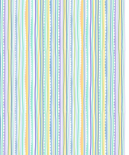 Basket - Flannel - Green Scalloped Stripe - Fitted::