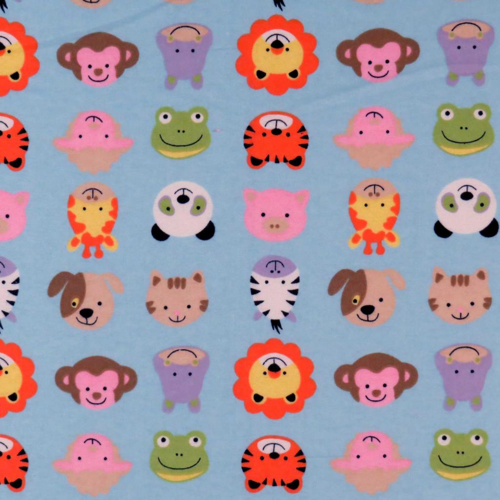 Crib / Toddler - Animal Faces Blue - Baby Pillow Case