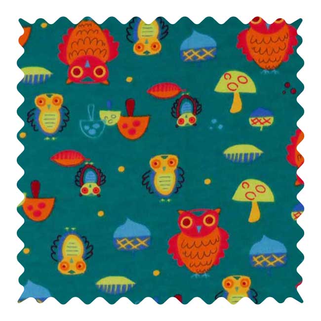 F563 Fabric Shop - Owls Green Fabric - Yard sku F563