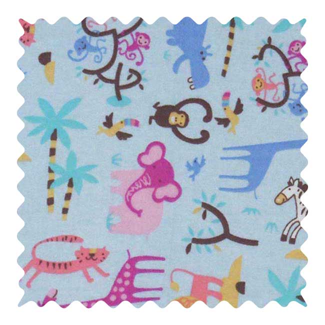 Fabric Shop - Jungle Animals Blue Fabric - Yard