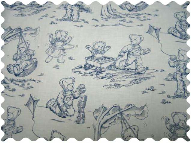 Fabric Shop - Blue Teddy Toile Fabric - Yard