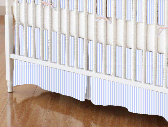 Crib Skirt - Blue Pinstripe Jersey Knit