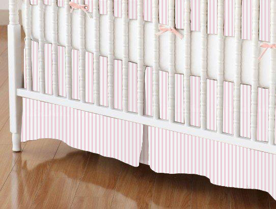 Crib Skirt - Pink Stripes Jersey Knit
