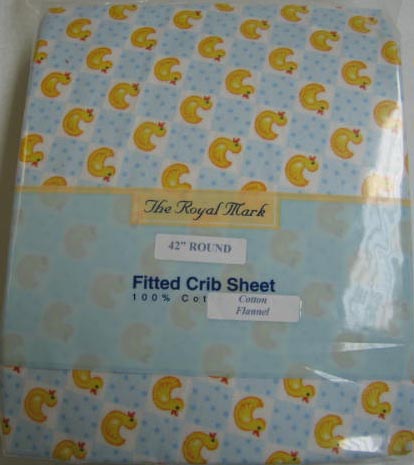 Blue Duckies Check Round Crib Sheet (610)