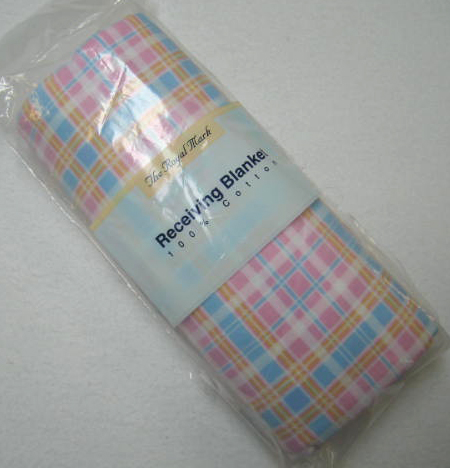 Pink Themed Plaid Receiving Blanket (2005)