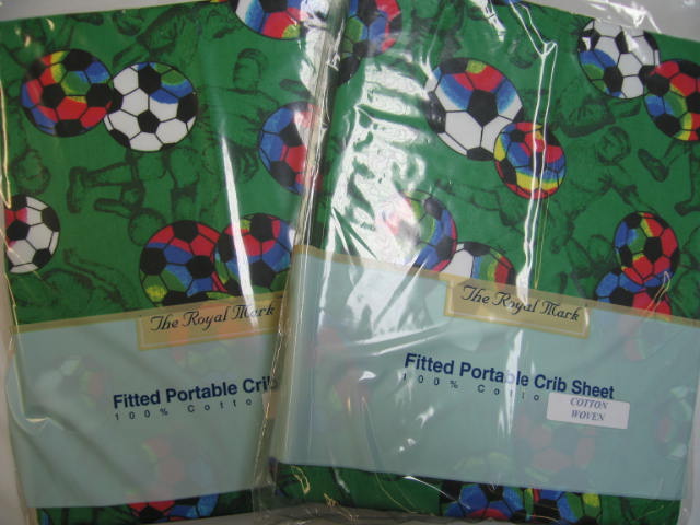 2 Pack Rainbow Soccer Porta / Mini Crib Sheets (202)