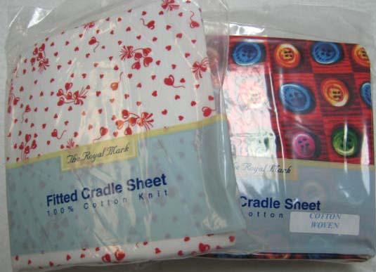 2 pack - Red Hearts & Buttons Cradle Sheets