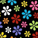 Primary Colorful On Black Floral Woven