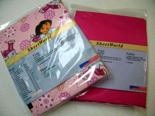 2 Pack - Dora & Hot Pink Cotton Crib Sheets