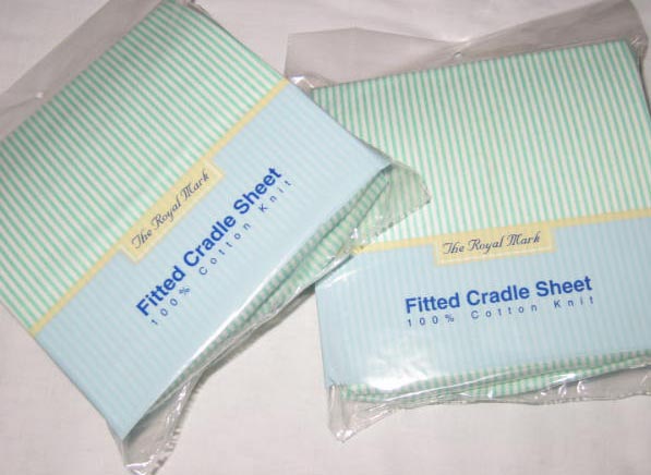 Mint Stripe Cradle Sheets 2 Pack (375)