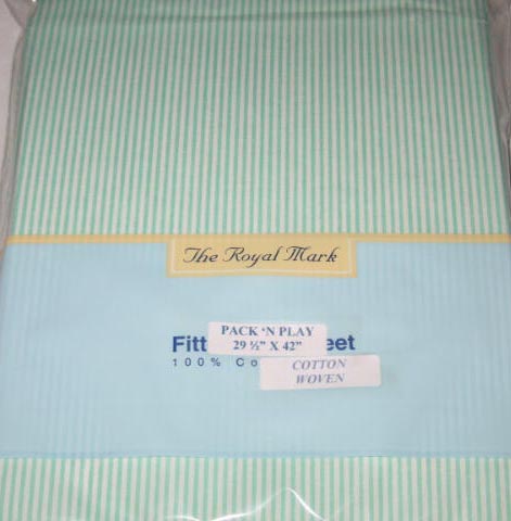 Mint Stripe Pack n Play Sheet (970)