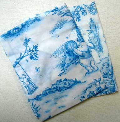 2 Pack - Pooh Blue Toile Cotton Baby Pillow Case