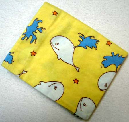 Whales Yellow Flannel Baby Pillow Case