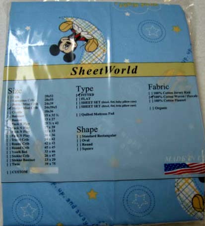 Cloud Mickey Mouse Extra Deep Mini Crib Sheet 