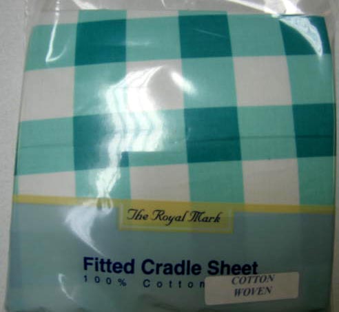 Turquoise Gingham Check Cradle Sheet (376)