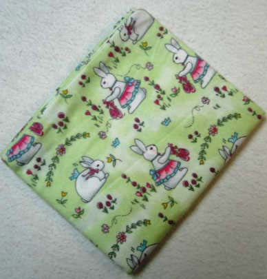 Green Bunny Garden Flannel Baby Pillow Case