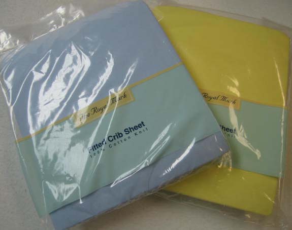 2 Pack - Blue and Lemon Jersey Knit Crib Sheets